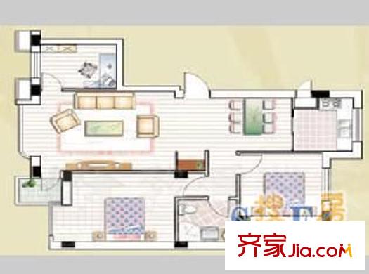 濠景阁 3室 户型图