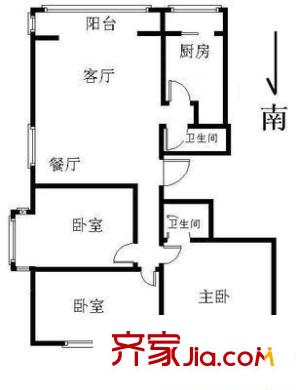 南緯路戶型圖戶型圖 3室1廳2衛(wèi)1廚