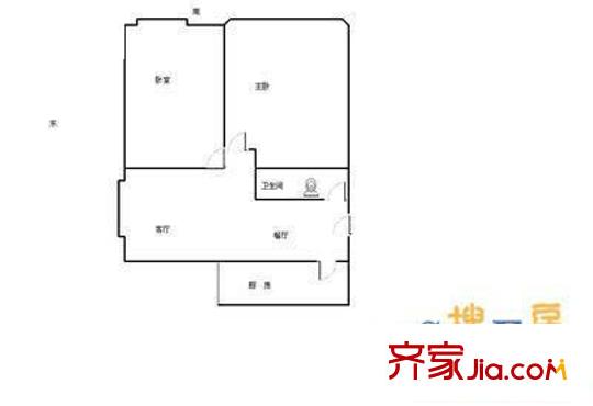 三里屯北小街户型图户型图 2室2厅1卫1厨