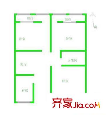 北洼路42号院户型图户型图 3室1厅1卫1厨