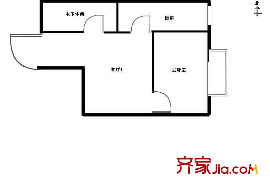 北京花园户型图户型图 1室1厅1卫1厨