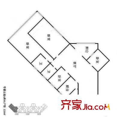 华展国际公寓 4室 户型图