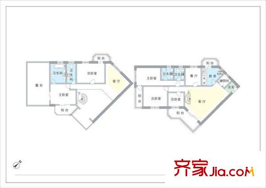 华展国际公寓 5室 户型图