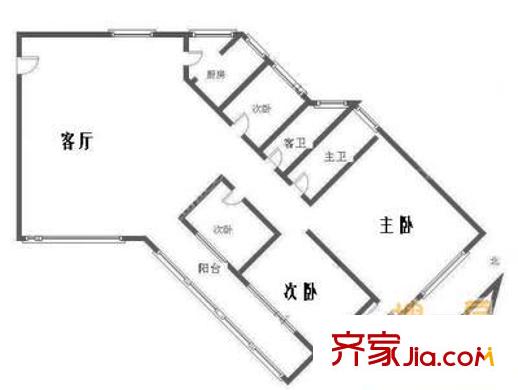 华展国际公寓户型图户型图 4室2厅2卫1厨