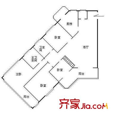 华展国际公寓户型图户型图 4室1厅2卫1厨