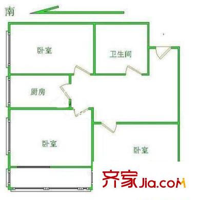百萬莊中里戶型圖戶型圖 3室1廳1衛(wèi)1廚