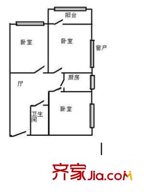 百萬莊中里戶型圖戶型圖 3室1廳1衛(wèi)1廚