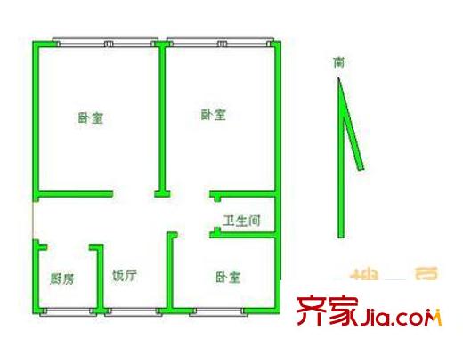 月壇北小街5號(hào)院 3室 戶型圖