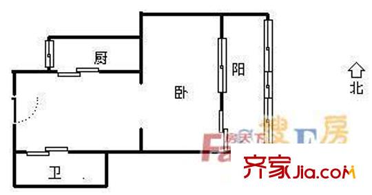 三里屯北小街户型图户型图 1室1厅1卫1厨
