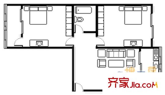 万寿路1号院户型图2室 户型图 2室1厅1卫1厨