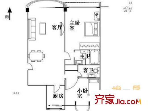 和泰园 2室 户型图