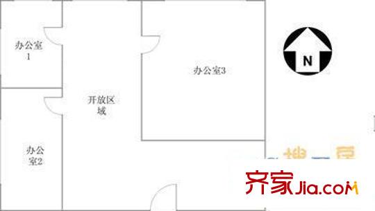 国际创展中心户型图户型图 3室1厅1卫1厨