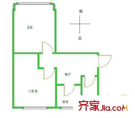 京师园户型图户型图 2室1厅1卫1厨