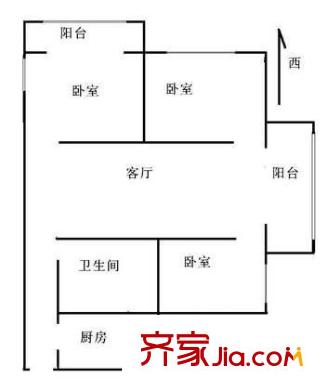 富丽小区户型图户型图 3室1厅1卫1厨