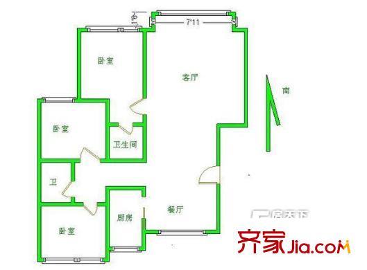 泰和宜园 3室2厅 户型图
