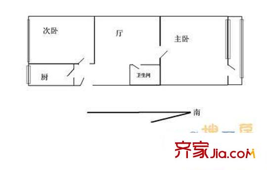 万寿寺北里户型图户型图 2室1厅1卫1厨