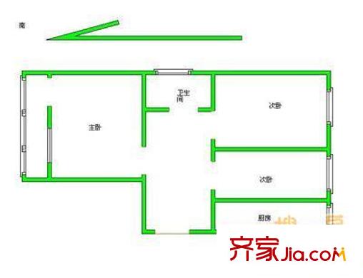 万寿寺北里户型图户型图 3室1厅1卫1厨