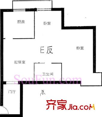 新康园三期户型图户型图 2室1厅1卫1厨
