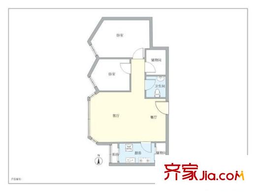 太阳园 2室 户型图
