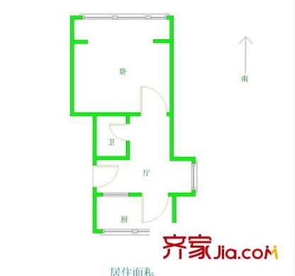 月壇南街37號院 1室 戶型圖
