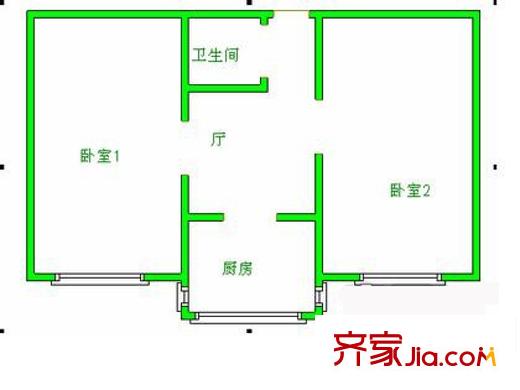 万寿路1号院户型图户型图 2室1厅1卫1厨