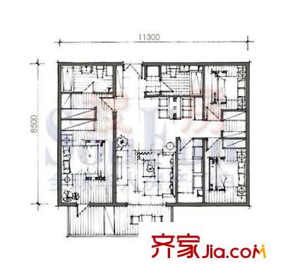 海赋国际户型图N平面图户型 3室2厅2卫1厨