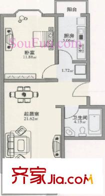 自然佳境户型图户型图 1室1厅1卫1厨