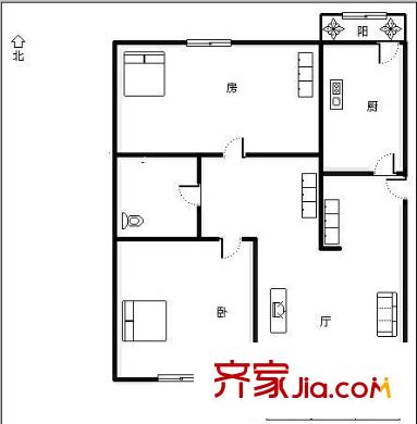 望兴居 2室 户型图
