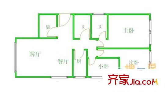 海润国际户型图3室 户型图 3室2厅2卫1厨
