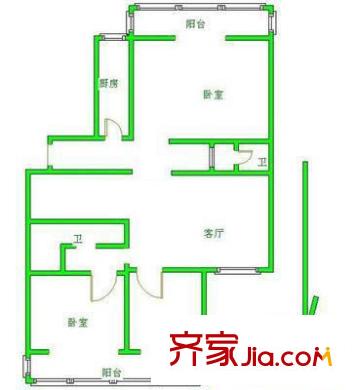 教子胡同戶(hù)型圖戶(hù)型圖 3室1廳2衛(wèi)1廚