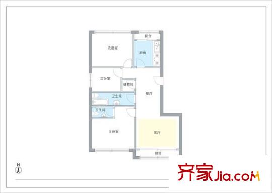 京师园户型图户型图 3室2厅2卫1厨