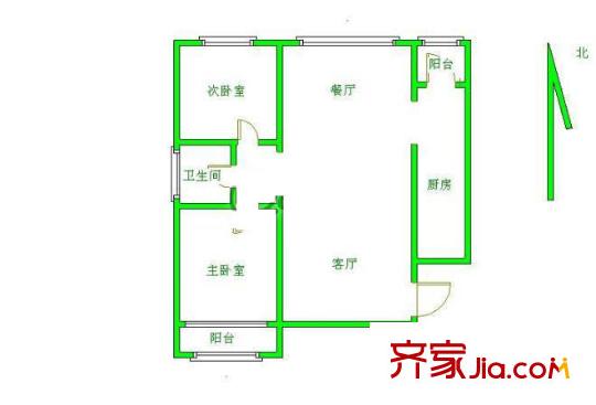 京师园户型图户型图 2室2厅1卫1厨