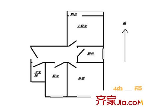 万寿寺北里户型图户型图 3室1厅1卫1厨