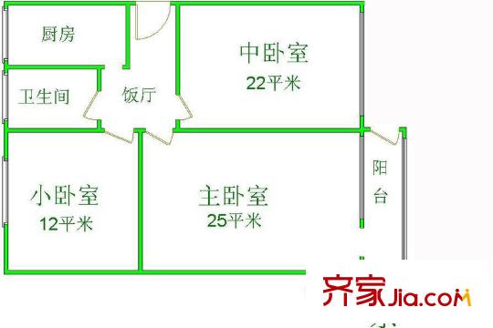 和平街八区户型图户型图 3室1厅1卫1厨
