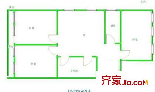 鴨子橋戶型圖戶型圖 3室1廳1衛(wèi)1廚
