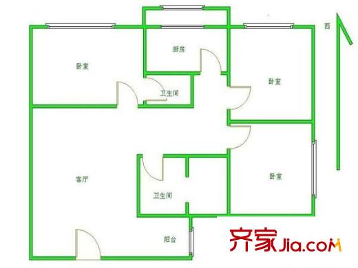 菜園街24號院 3室 戶型圖