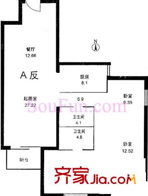 新康园三期户型图户型图 3室2厅2卫1厨