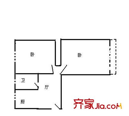 北窑地户型图户型图 2室1厅1卫1厨