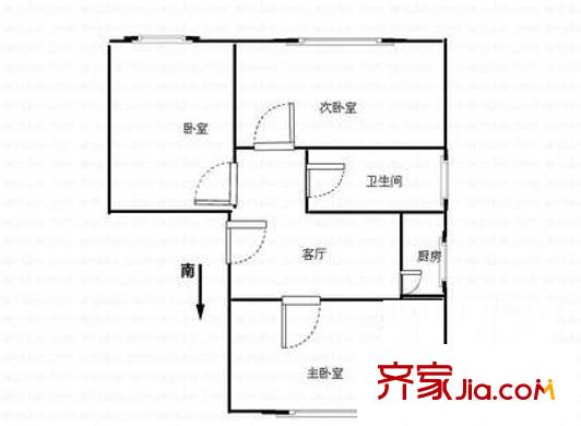 北窑地户型图户型图 3室1厅1卫1厨