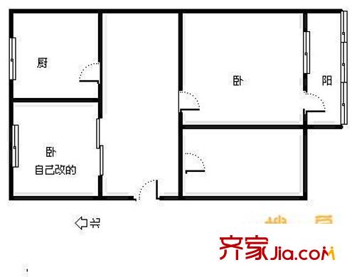 月壇南街37號(hào)院 2室 戶型圖