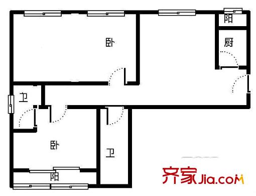 交大东路31号院户型图户型图 2室1厅2卫1厨
