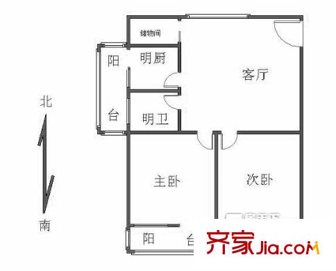 安慧里五区户型图安慧里高板二居80平 2室1厅1卫1厨