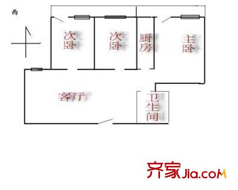 苏州街52号院户型图户型图 3室1厅1卫1厨