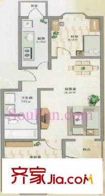 自然佳境户型图户型图 2室2厅1卫1厨