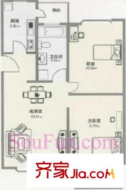 自然佳境户型图户型图 2室2厅1卫1厨