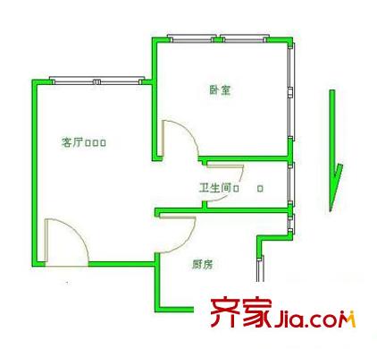 绿荫芳邻1室 户型图
