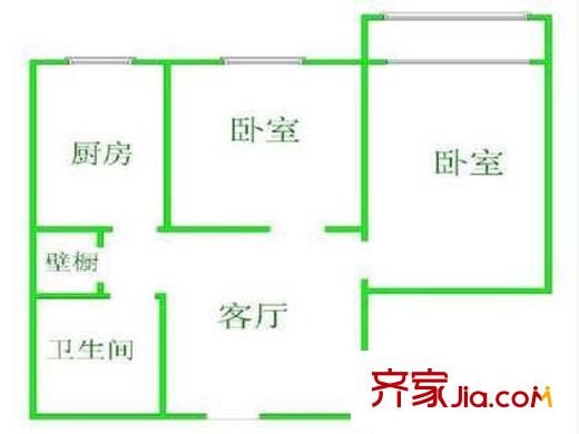 蒲安东里户型图户型图 2室1厅1卫1厨