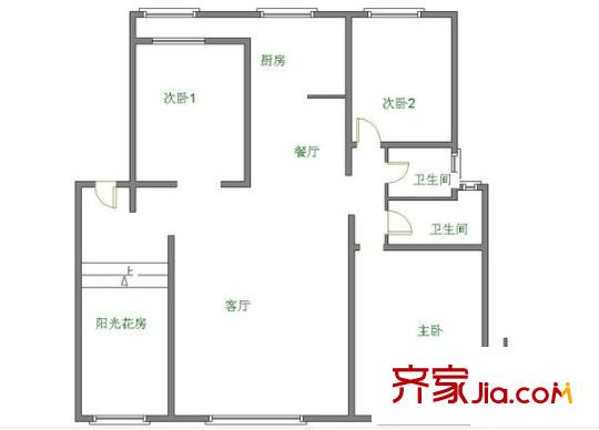 珠江国际城 3室 户型图