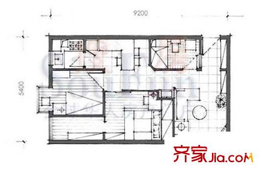 海赋国际户型图D平面图户型 2室2厅1卫1厨