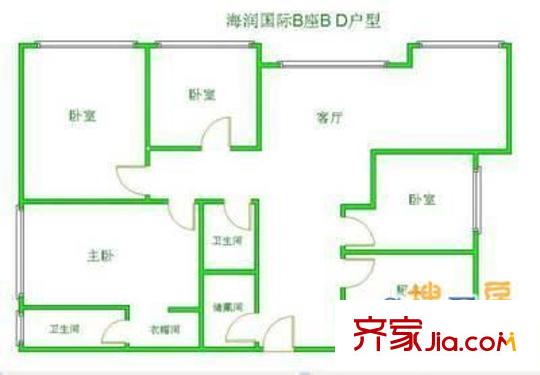 海润国际 4室 户型图